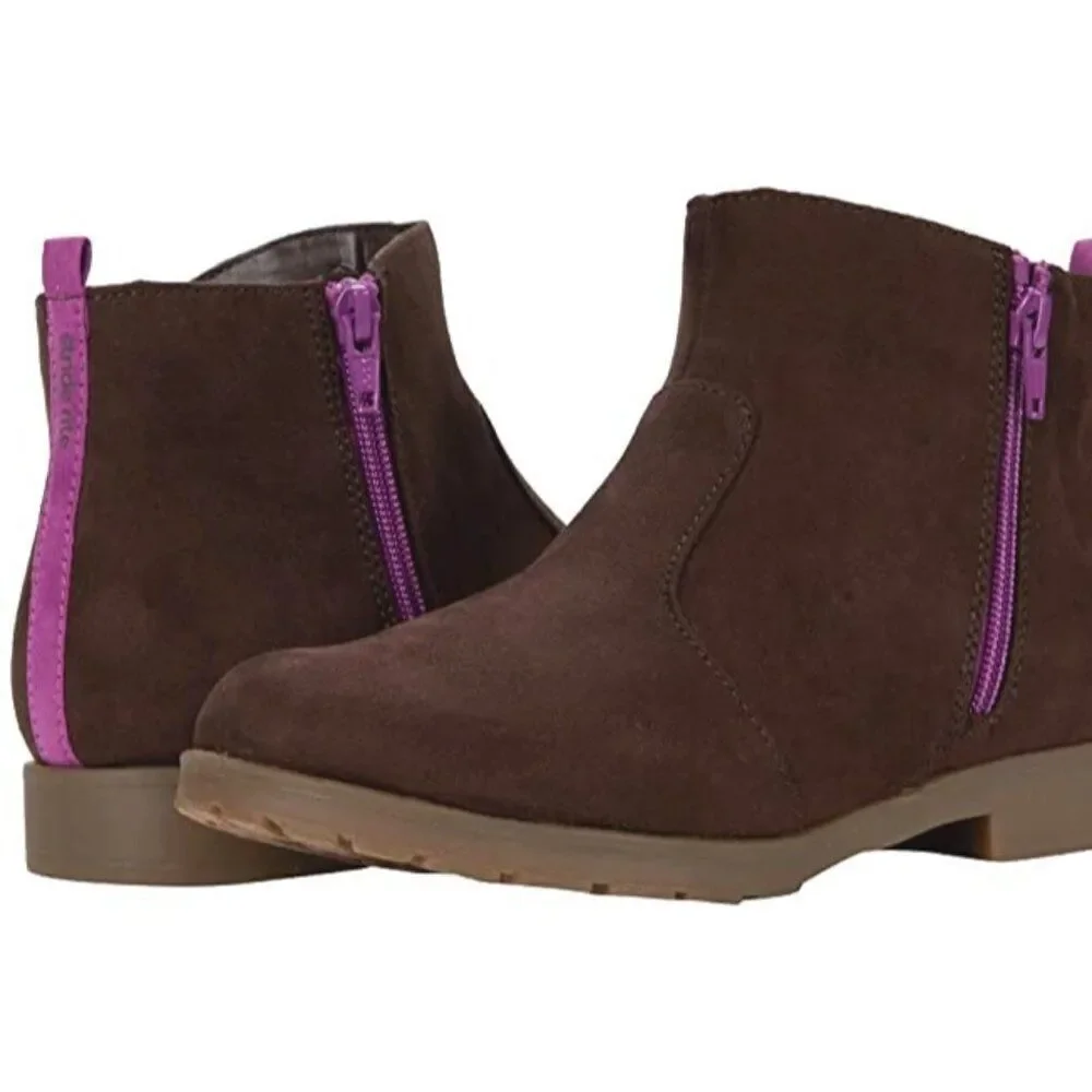 Stride Rite Lucy 2 Supportive Girls Ankle Boots Chocolate Brown Booties Size 11